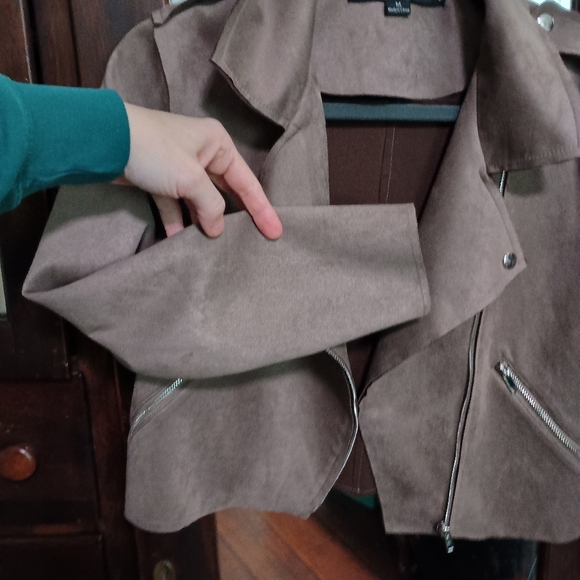 Hyfve Faux Suede Jacket grey/Brown Tone_Med - Picture 8 of 10